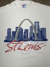 90s ST LOUIS CITY SKYLINE T-Shirt Men Size Medium Made In USA Single Stitch VTG