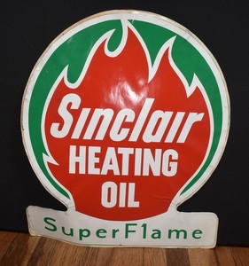 Vintage Sinclair Heating Oil Super Flame Advertising Pump Sticker Decal SIGN