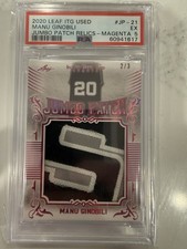 2020 Leaf In the Game Used Manu Ginobili Jumbo Patch Magenta /3 PSA 5