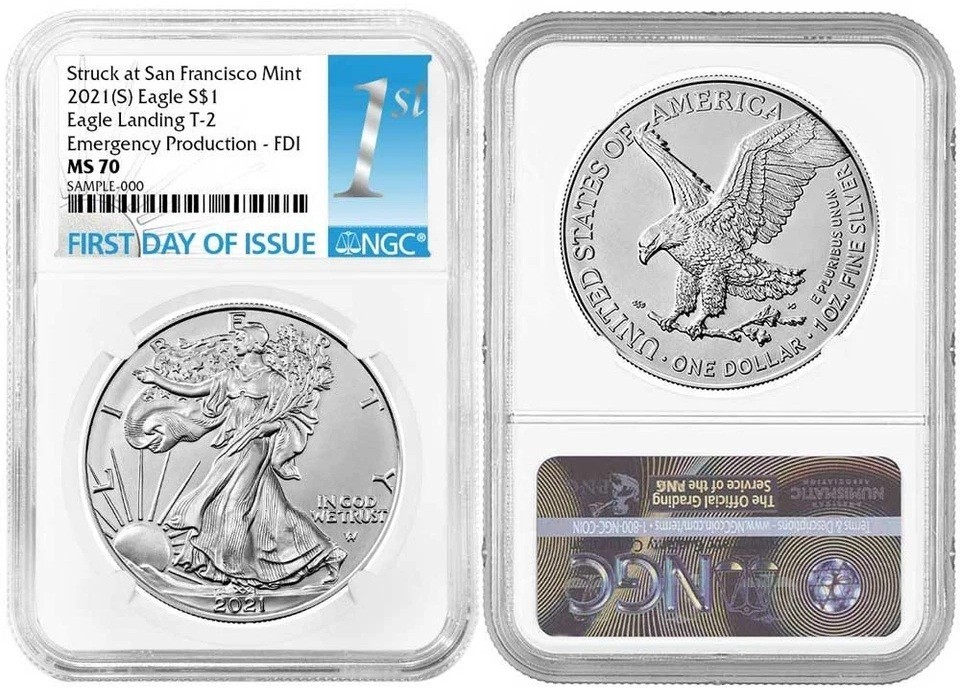 2021(S) $1 American Silver Eagle T2 Struck at SF Mint NGC MS70 FDI-Emerg. Prod.