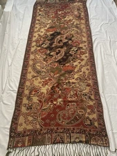 Pashmina  silk & Metallic thread Autumn Wrap shaw Paisley earth tones reversible