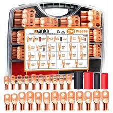 Battery Terminal Connectors 230PCS Copper Wire Lugs AWG 1 2 4 6 8 1/0 2/0 Gauge