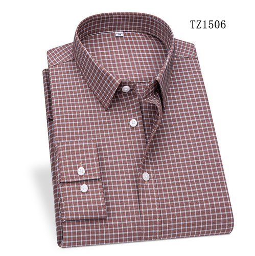 Mens Elastic Shirts Formal Business Long Sleeves Plaids Bamboo Dress Shirts Tops - Picture 1 of 12