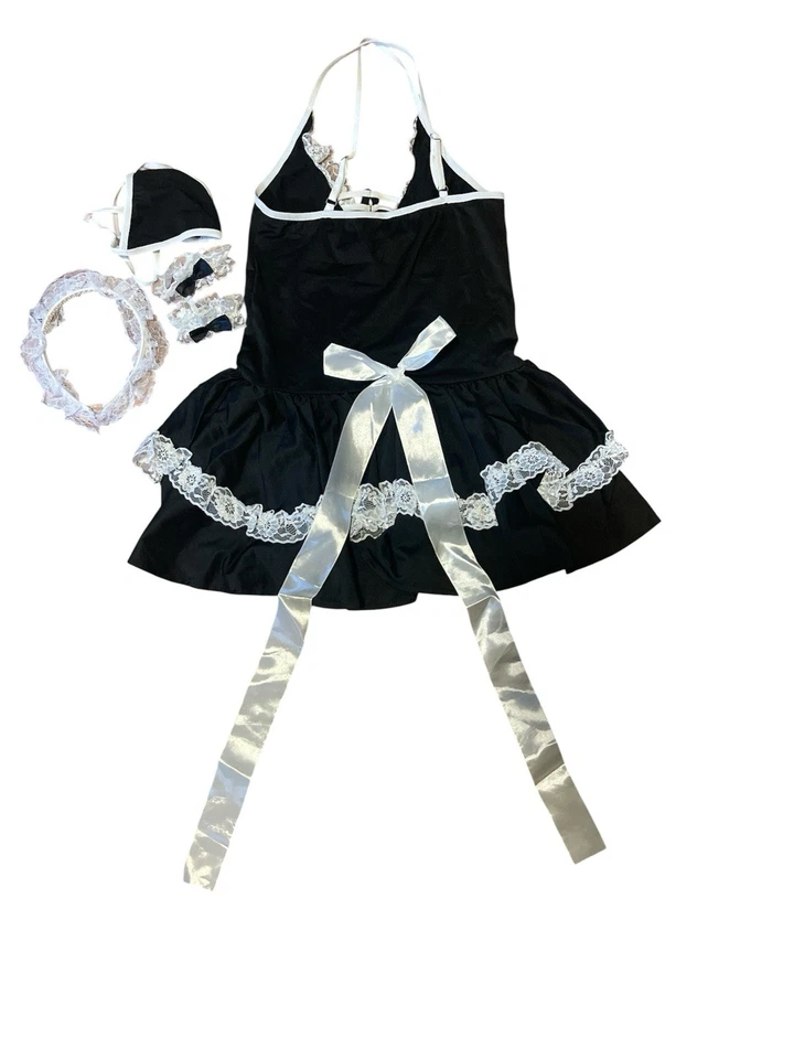 Black and White Lace Bow Front Maid Costume Size Small Cosplay Halloween - Image 3 of 3