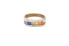 Vintage Sterling Silver 925 Multi Color Mother Of Pearl Ring Size 8.25