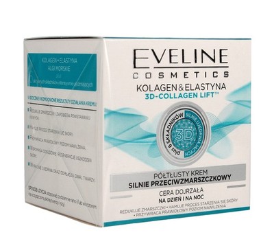 Eveline Semi-Rich Anti-Falten Creme mit Kollagen, Elastin & 3D-Kollagen-Lift