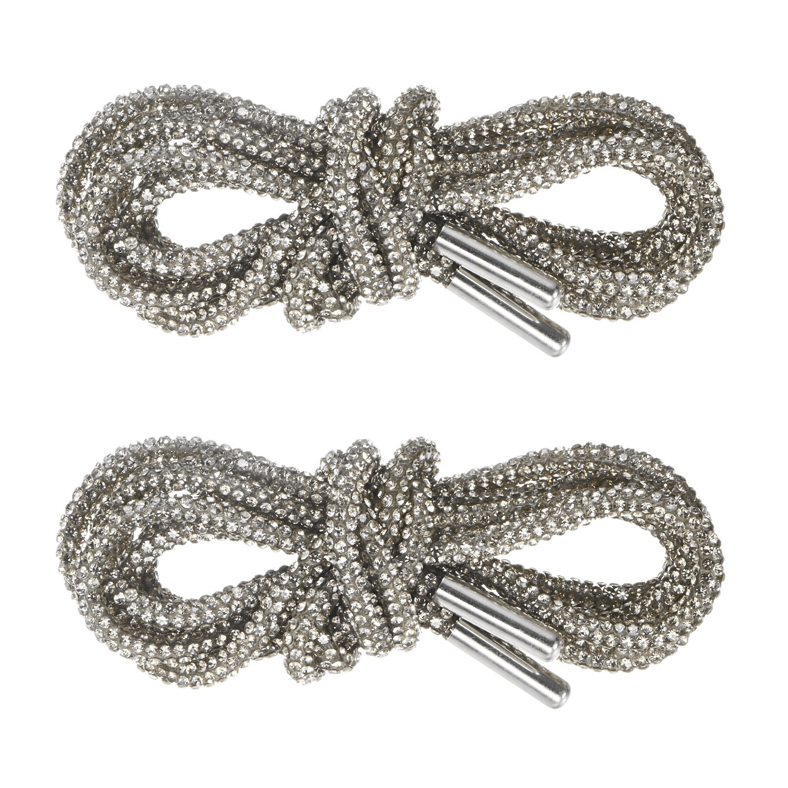 APL 1 Paio Lacci per Scarpe Strass 55" Cordini in Cristallo per Sneakers Grigio Scuro