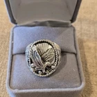 Vintage Navajo Ring .925 Silver Eagle Native Pattern- Signed By S Ray  80's