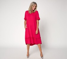 Fashion Women's Dress Sz XS Knit V-Neck Midi Burgundy Red A731114