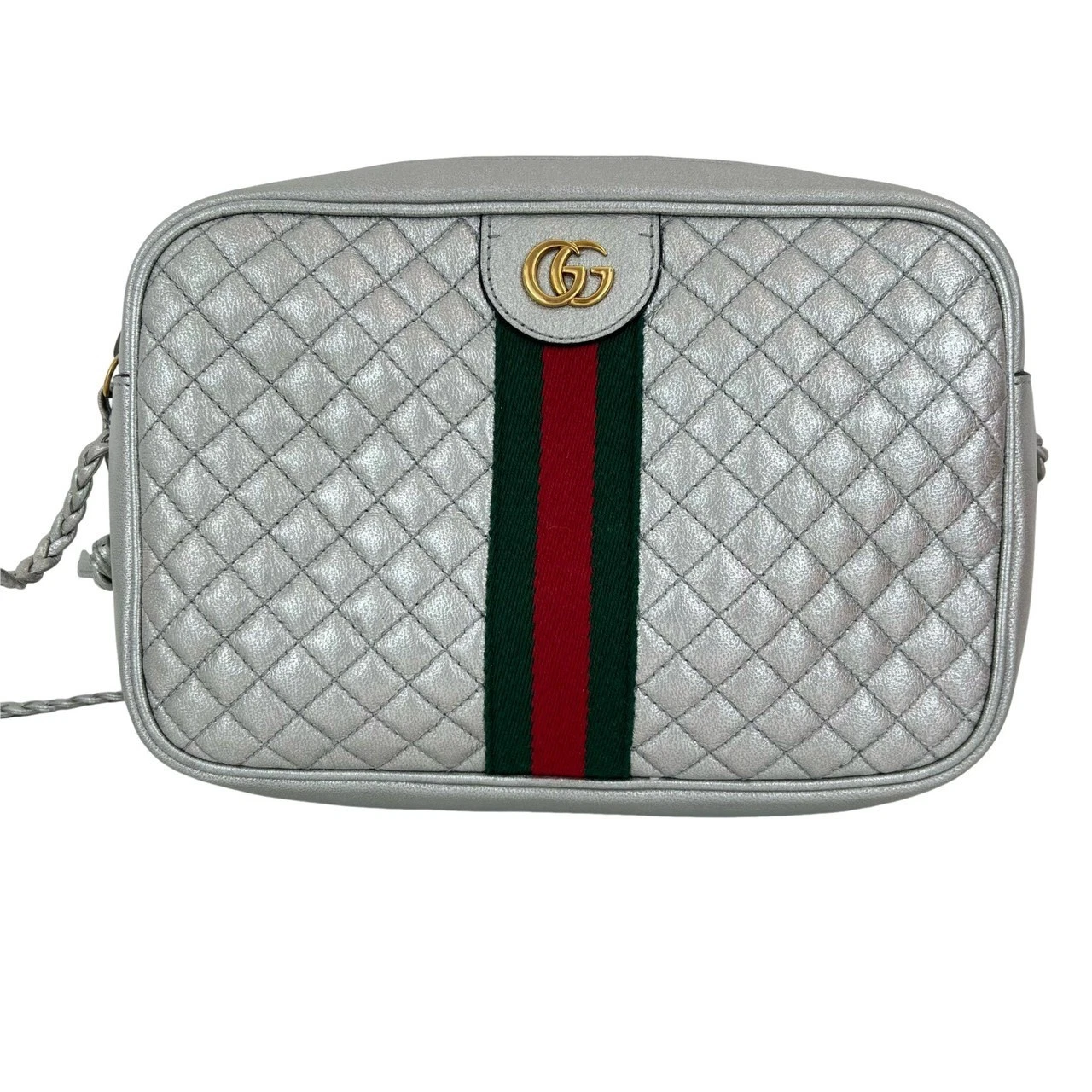 Sac bandoulière matelassé Gucci Gg Marmont cuir argenté Phw 541051 r5_0408
