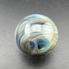 Contemporary Handmade Art Glass Marble .95" Beautiful Color Blend Layered Swirl