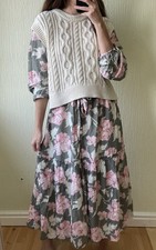 Rebecca Tailor floral Dress Silk Cotton Lined Dropped Hem maxi Size 12