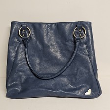Roxy Blue Faux Leather Tote Shoulder Bag 14x1...