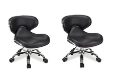 2 x MAYAKOBA Nail Salon Pedicure Stool BLACK Rolling Stool Adjustable 13"-15"