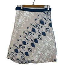 VTG Old Navy Size 6 Skirt Beige Blue Linen Cotton Natural Earthy Eco Sustainable