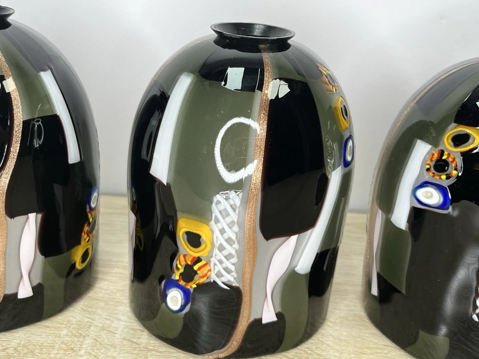 Signed Murano Style Hand Blown Venetian Art Glass Lamp Shades – 3pc Pendant Set - Image 3 of 4