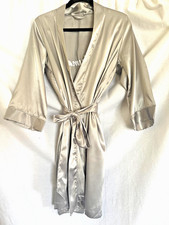 Bridesmaid Embroidered, Silver Robe with Tie, Size Small