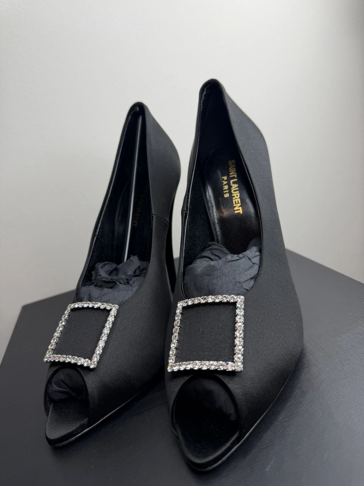 Saint Laurent — YSL Saint Laurent Women’s Black Crystal Stiletto Heels Size 8UK/EU41