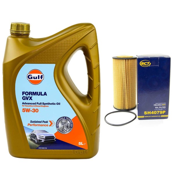MotoröL Set Gulf Formula GVX 5W-30 5 Liter + ÖLfilter FüR Audi A5 A6 A7 Porsche-image