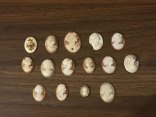 Vintage Unmounted small Carved Shell Etc Cameo Lot Of 15