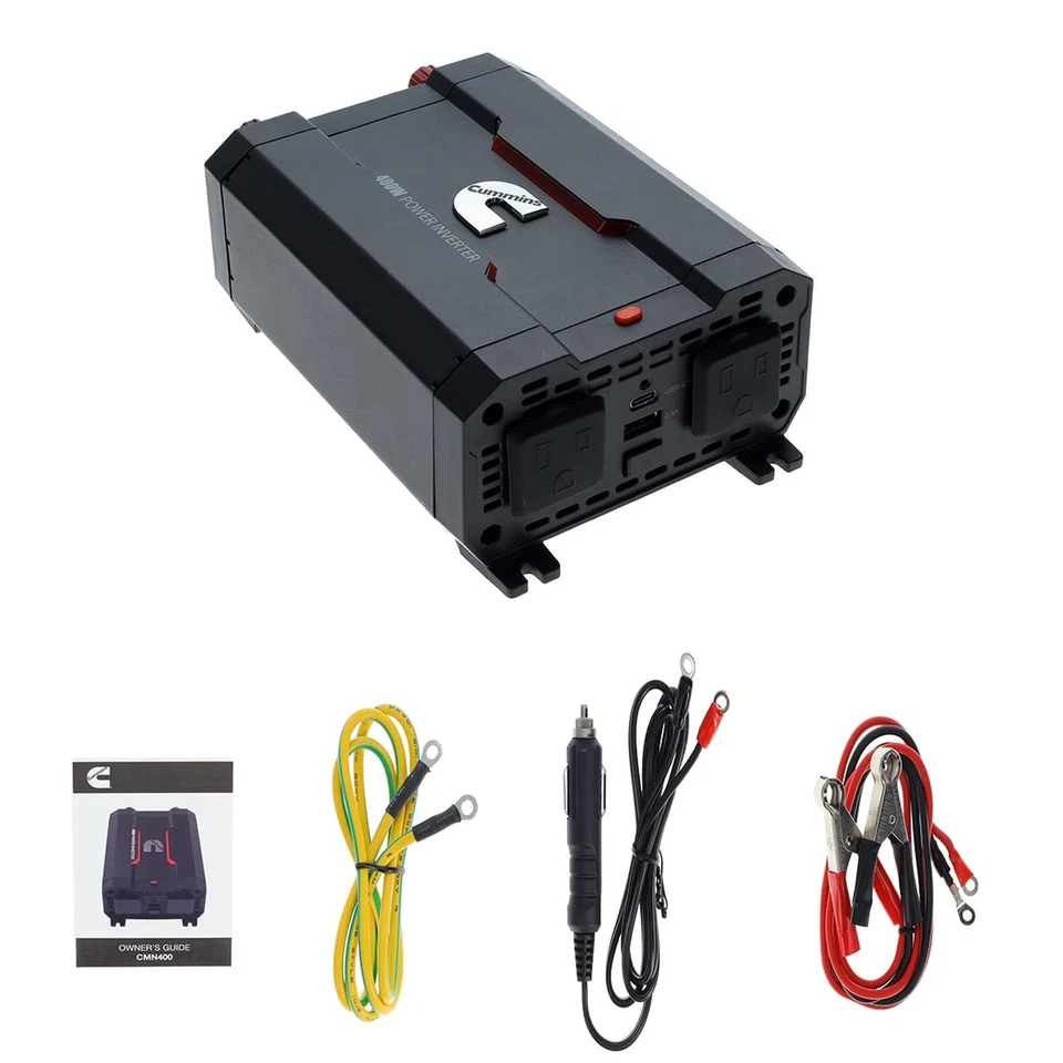 Cummins CMN400 400 Watt Car Inverter DC 12 Volts to 110 Volts AC Converter (F... - Image 2 of 4
