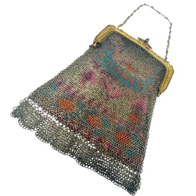 Vintage 1930s Whiting & Davis Co Painted Mesh El Sah Evening Flapper Purse VTG