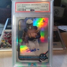 2021 Bowman University Jeff Sims Chrome Prospect Auto #JS PSA 10 Gem Mint PoP 2