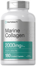 Marine Collagen Peptides 2000mg  180 Coated Caplets with Calcium  by Horbaach