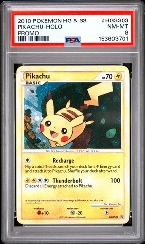 2010 POKEMON HEARTGOLD & SOULSILVER PROMO #HGSS03 PIKACHU-HOLO PSA 8
