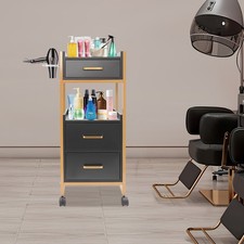 3 Drawers Salon Cart Trolley Barber Shop Tool Cabinet W/Wheel Salon Storage Cart
