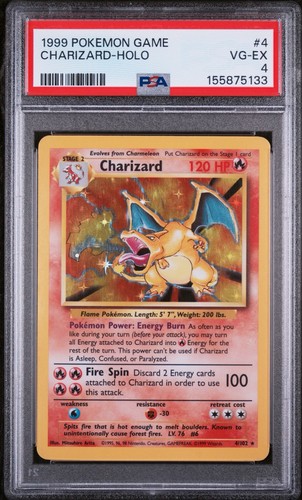 1999 POKEMON BASE SET UNLIMITED #4 CHARIZARD-HOLO PSA 4