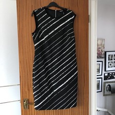 DKNY Ladies Black & White Smart Occasion Formal Autumn Winter Work Dress, 8