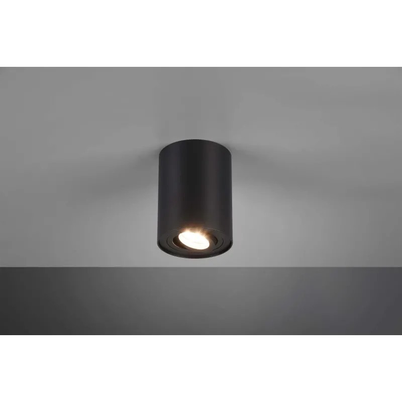 Faretto cilindro orientabile plafoniera design moderno nero a 1 luce tr601/1