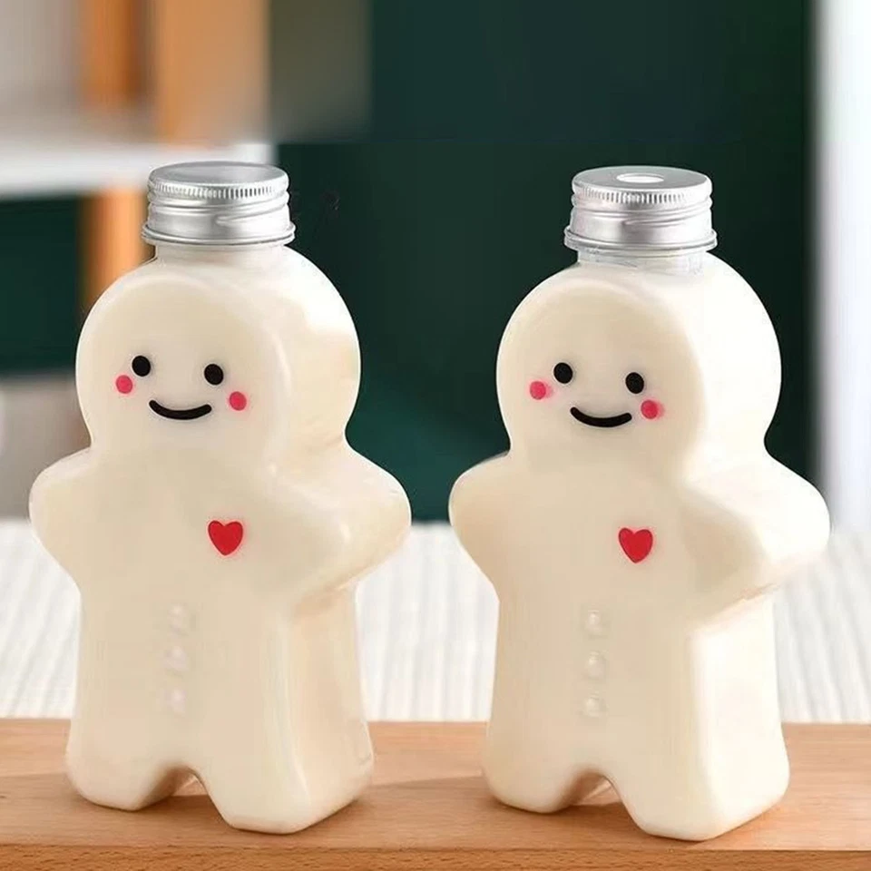 Lindo vaso de agua de plástico para hombre de pan de jengibre botella de regalo de Navidad Foto 4 de 4