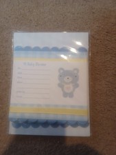 8 Envelopes 8 Invitations Hallmark Party Express A Baby SHOWER BLUE YELLOW BEAR
