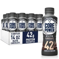 Core Power Elite High Protein Shake, Chocolate, 42g Bottle, 14oz, (12 Pack )