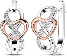 Earrings for Women 925 Sterling Silver Heart Hoops Small Colorful Rainbow Hoop E