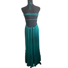 R Vivimos Womens Maxi Dress Backless Smocked Size M Resort Goddess Boho Vacation