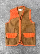 Vintage Ranger Duck Canvas Blaze Orange Hunting Vest Large Made In USA
