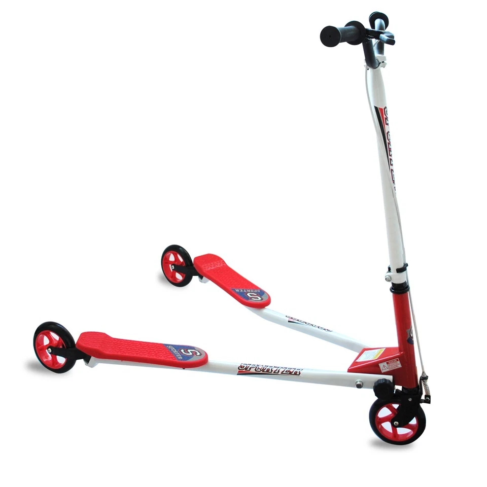 PATINETE SCOOTER DOBLE 3 RUEDAS PLEGABLE AUTOPROPULSADA ROJO - Imagen 2 de 4