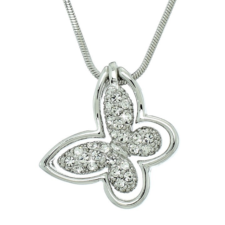 Swarovski Crystal Butterfly Pendant Necklace with 18