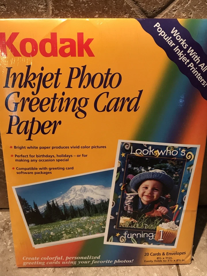 NEW^^Kodak Inkjet Photo Greeting Card Paper^20 Cards& Envelopes^Cat 106 2330 New - Image 4 of 4