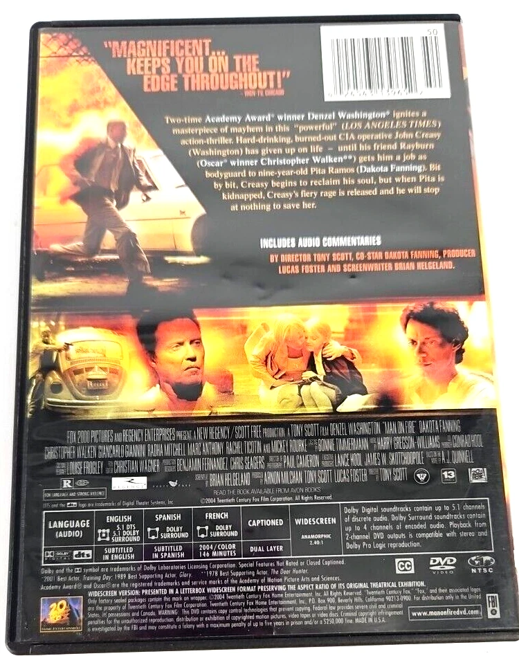 Man On Fire Dvd Video Movie Denzel Washington - Image 4 of 4
