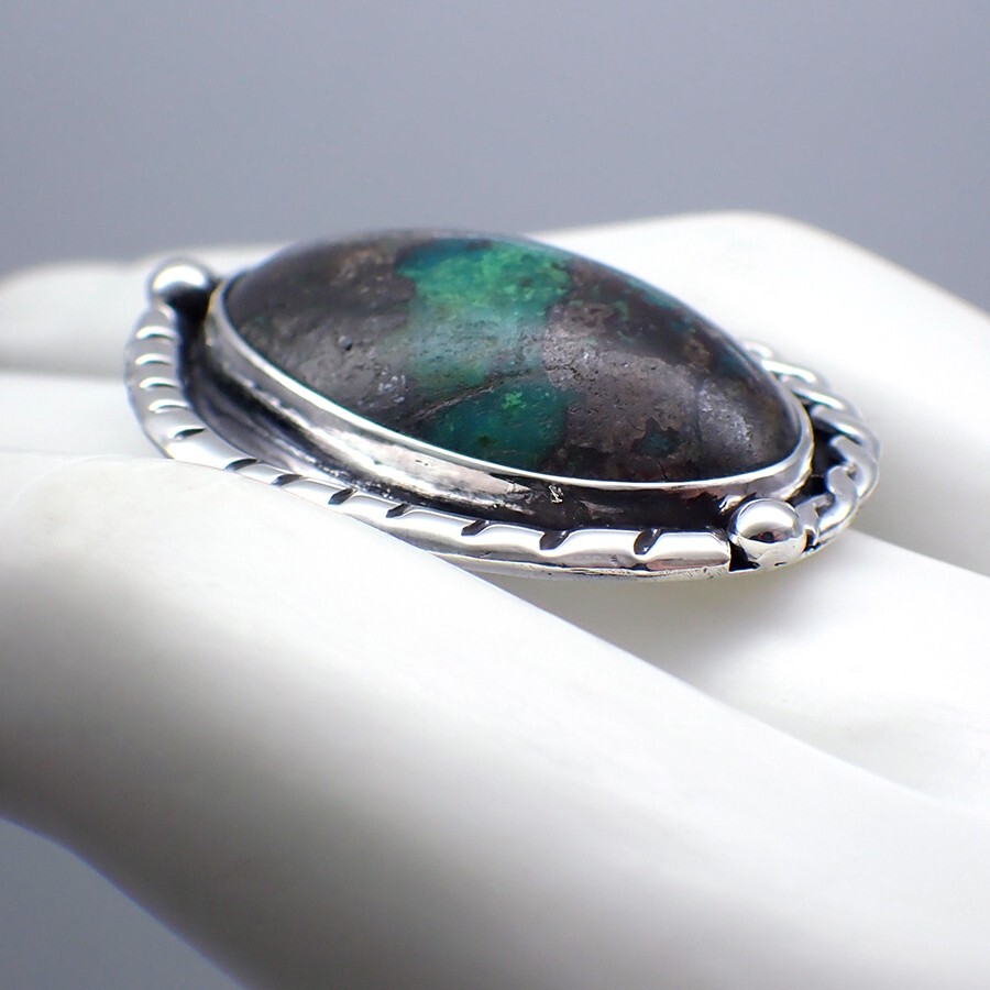 Turquoise Cabochon Statement Ring Sterling Silver - image 2