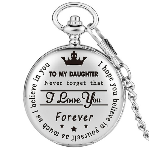 Retro TO MY DAUGHTER Watch Girls Quartz Analog Pocket Watch Pendant Chain Gift - Picture 13 of 14