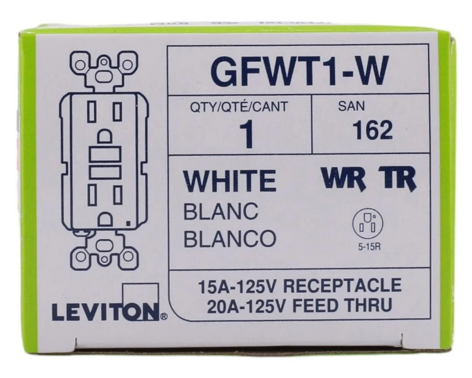 Lot of 10 Leviton GFWT1-W 15A GFCI Outlet WR/TR Self-Test White Receptacle (10)