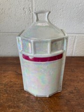 Antique Lusterware Canisters Handmade Germany Burgundy Trim