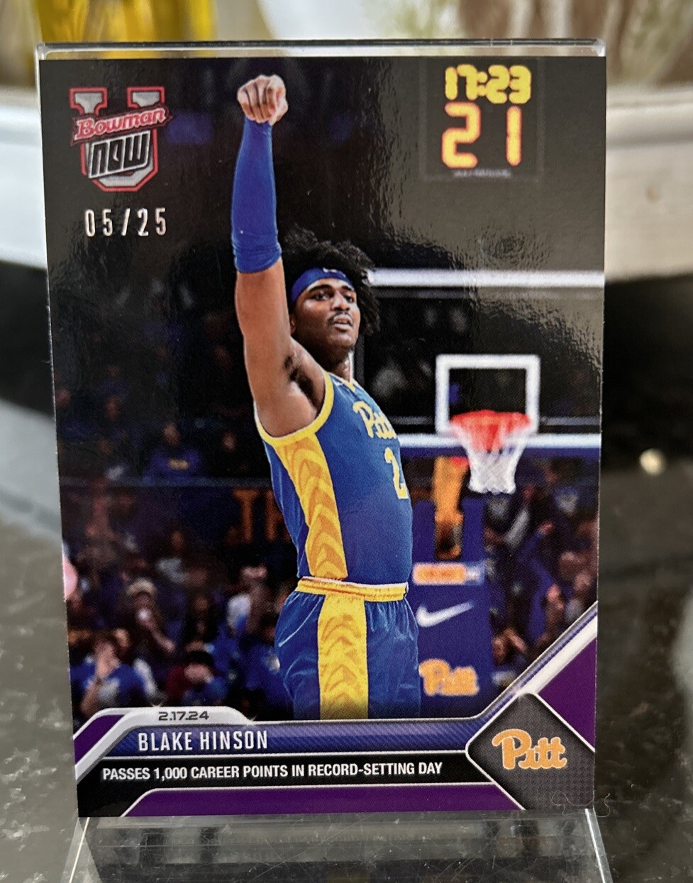 Blake Hinson - 2023-24 Bowman U Now Purple Parallel /25 #51 Pitt Panthers