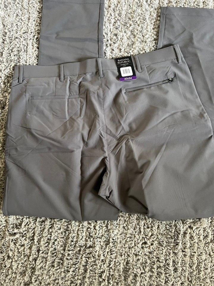 Banana Republic Men's Flat Front Pants Gray Size 40X34 Polyester NEW eBay