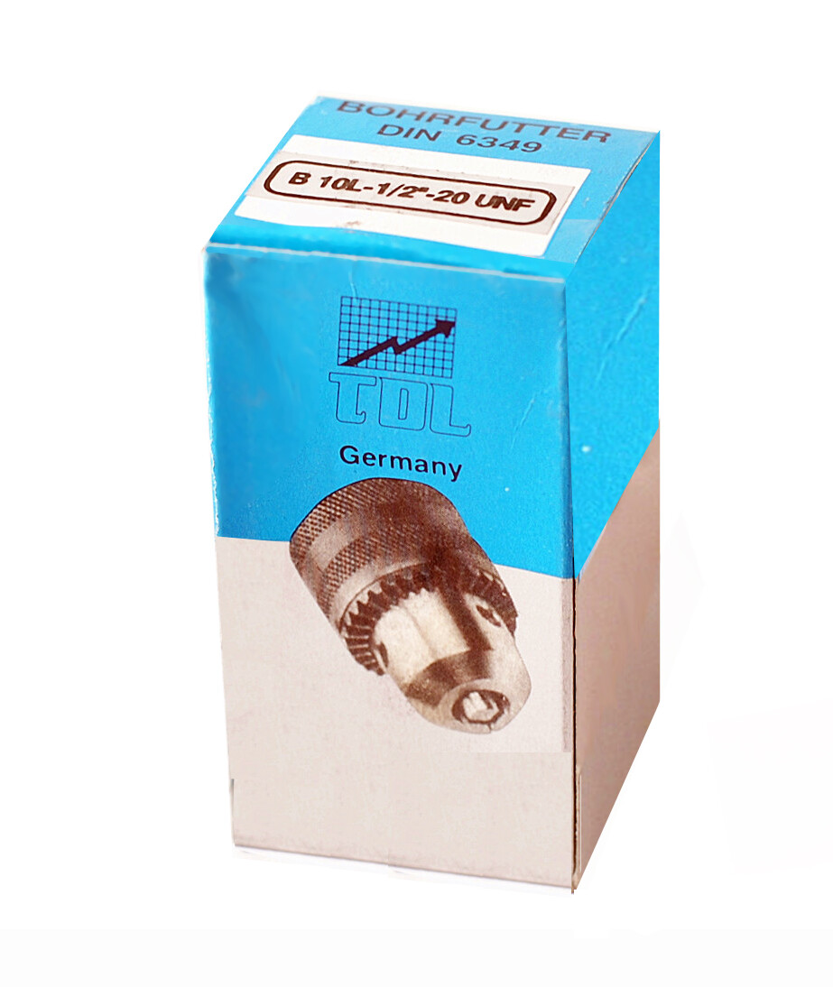 TDL Original Germany 10mm 3-Jaw Drill Chuck with Key B 10L-1/2" -20 UNF DIN6349